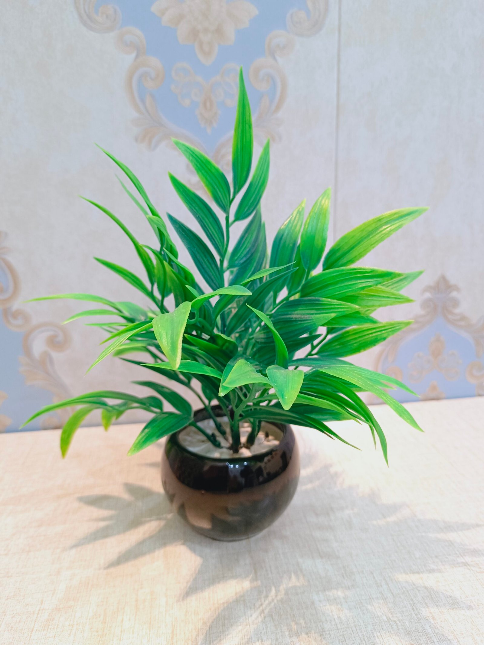 Single Mini Marble Pot with Artificial Plants